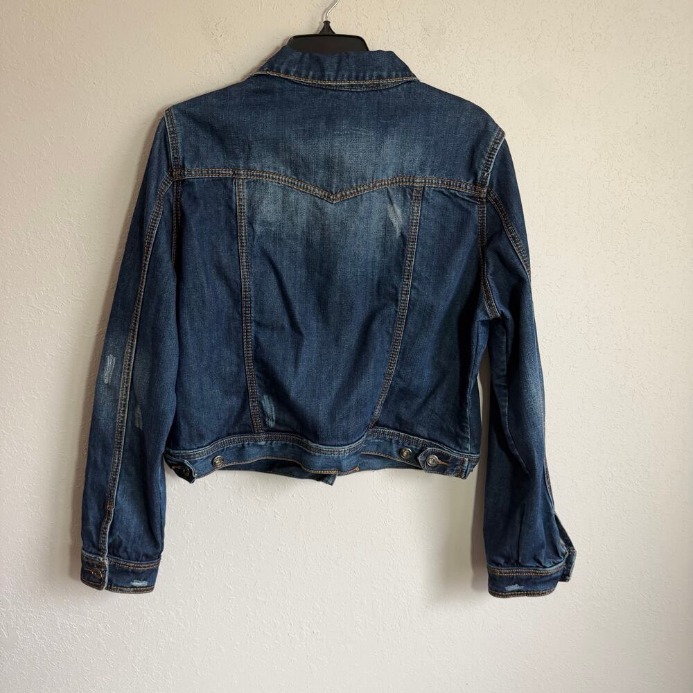 Stetson Dark Wash Denim Trucker Jacket Slight Distressing Womens XL Cowgirl - Picture 7 of 7